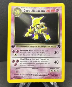 Pokemon Card - Dark Alakazam Team Rocket 1st Edition 1/82 Holo Rare with swirl! - Image 1