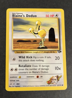 Blaine's Doduo 61/132 Gym Challenge Pokemon Card Vintage Wotc 2000 NM F/S - Image 1