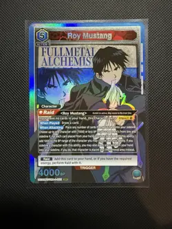 Bandai Union Arena Roy Mustang SR Foil Action Card 4000BP Raid Trigger - Image 1