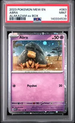 2023 POKEMON MEW EN-151 ALAKAZAM EX BOX #063 ABRA PSA 9 - Image 1