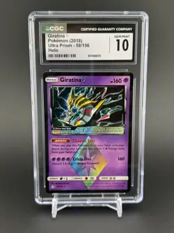 CGC 10 GEM MINT Giratina Star 58/156 Sun Moon Ultra Prism 2018 Pokemon Holo Rare - Image 1