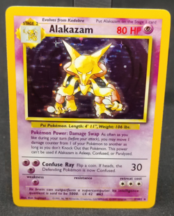 1999 Pokemon Alakazam 1/102 Base Set Holo Rare WOTC Vintage LP - Image 1