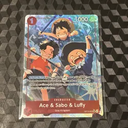 One Piece Carrying on His Will Ace & Sabo & Luffy OP13-007 SR Alt Art NM - Image 2