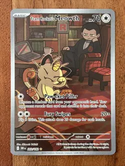 Pokemon TCG Team Rocket’s Meowth 203/182 Destined Rivals Illustration Rare NM - Image 1