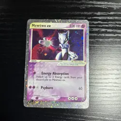 2003 Pokemon Mewtwo EX TCG Holo 101/109 1 Hand Swirl 3 Partial Swirls - Image 1