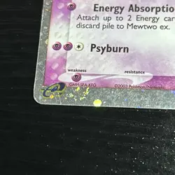 2003 Pokemon Mewtwo EX TCG Holo 101/109 1 Hand Swirl 3 Partial Swirls - Image 5