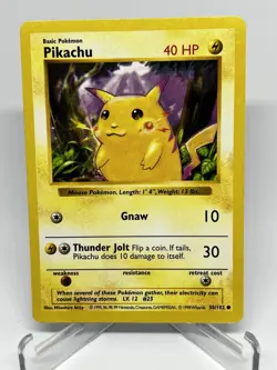 Pokemon Pikachu TCG Base Set Shadowless Common Card 58/102 Red Cheeks LP WOTC - Image 2
