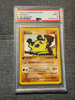 Pokemon PSA 9 1st Edition Team Rocket Mankey 61/82 MINT - Image 1