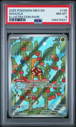 2025 POKEMON MEG EN-MEGA EVOLUTION ILLUSTRATION RARE #136 SHUCKLE PSA 8 - Image 1