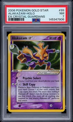 2006 POKEMON EX CRYSTAL GUARDIANS GOLD STAR #99 ALAKAZAM-HOLO PSA 7 - Image 1