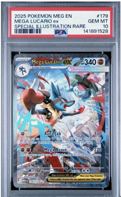 2025 POKEMON MEG EN-MEGA EVOLUTION #179 MEGA LUCARIO EX PSA 10 - Image 1