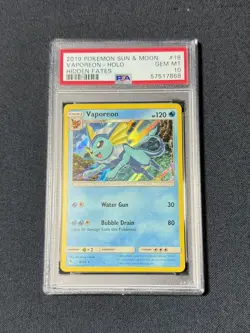 2019 POKEMON SUN & MOON HIDDEN FATES #18 VAPOREON-HOLO PSA 10 - Image 1