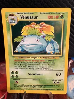Venusaur 15/102 Holo Base Set WOTC Vintage Pokemon Card LP- - Image 1