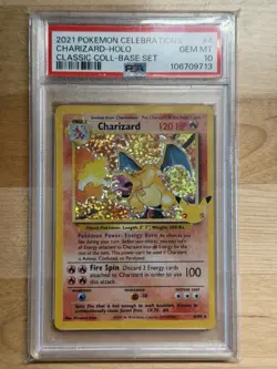 PSA 10 Charizard Celebrations Classic 4/102 Holo Base Set Pokemon Card 2021 - Image 1