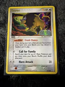 Pokemon TCG Tauros Ex Crystal Guardians 12/100 Reverse Holo Stamped 2006 Card - Image 1