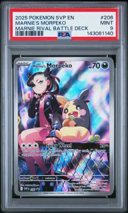 2025 POKEMON SVP EN-SV BLACK STAR PROMO #206 MARNIE'S MORPEKO PSA 9 - Image 1
