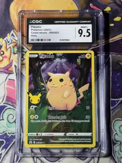 Pikachu 005/025 CGC 9.5 Stamped Full Art Pokemon Celebrations 2021 TCG - Image 1