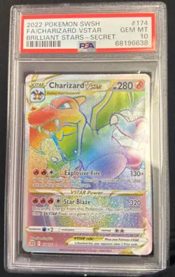 2022 Pokemon Charizard VSTAR 174/172 Full Art SR Brilliant Stars PSA 10 GEM MINT - Image 1