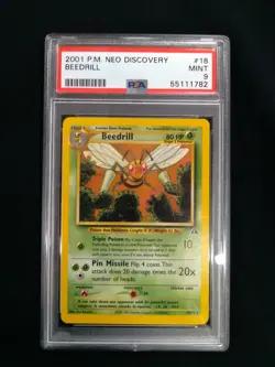 Graded PSA 9 BEEDRILL #18 2001 Pokemon Neo Discovery MINT - Image 1