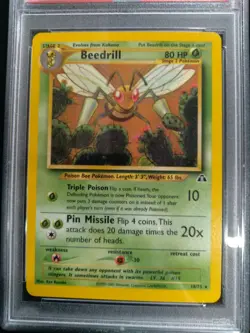 Graded PSA 9 BEEDRILL #18 2001 Pokemon Neo Discovery MINT - Image 2