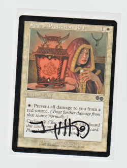 Magic the Gathering ~ Rune of Protection: Red ~ Urza's Saga ~ Signed by Artist 1 - Image 1
