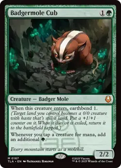 Magic: The Gathering Badgermole Cub Avatar Creature Rare Green Non Foil 2025 - Image 1