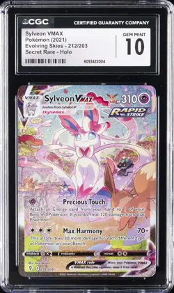 2021 POKEMON EVOLVING SKIES SYLVEON VMAX ALT ART SECRET RARE #212 CGC 10 - Image 1