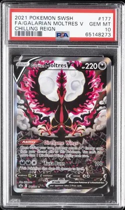 2021 POKEMON SWORD & SHIELD CHILLING REIGN FULL ART/GALARIAN MOLTRES V PSA 10 - Image 1