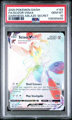 2020 Pokemon Darkness Ablaze # 193 Full Art Scizor VMAX Secret Rare PSA 10 Card! - Image 1