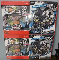 (2) Pokemon Black Bolt & White Flare Poster & Black Bolt Binder Sams Club Bundle - Image 1