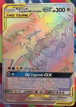 Moltres, Zapdos, Articuno GX (Secret) 69/68 Hidden Fates Holo Pokemon Near Mint - Image 1
