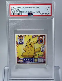 2000 AMADA Pokemon JPN PIKACHU HYPER STICKER COLLECTION4 PSA 3 - Image 1