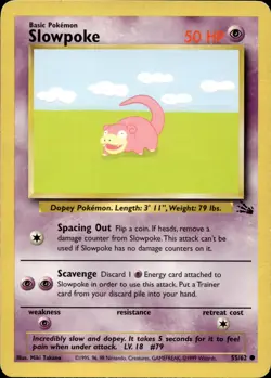SLOWPOKE 55/62 COMMON FOSSIL POKEMON UNLIMITED HP - Image 2