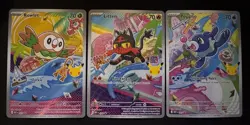 Pokemon TCG First Partner Illustration Series 1 Rowlet Litten Popplio - Image 1