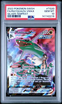 2022 POKEMON SWORD & SHIELD SILVER TEMPEST #TG20 FULL ART/RAYQUAZA VMAX PSA 10 - Image 1