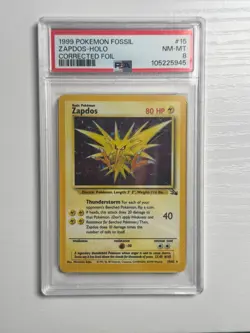 Holo Rare Zapdos PSA 8 Corrected Foil #15/62 - 1999 Unlimited Pokemon Fossil - Image 1