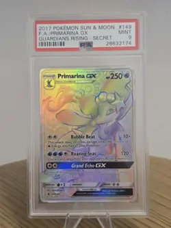 POKEMON GUARDIANS RISING PRIMARINA GX #149 SECRET RARE HOLO PSA 9 MINT - Image 1