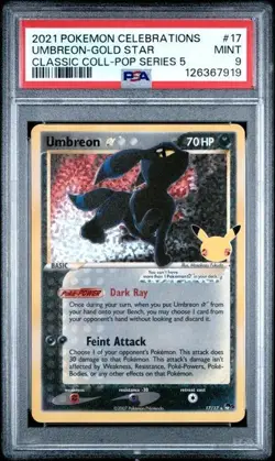 2021 POKEMON CELEBRATIONS CLASSIC COLLECTION #17 UMBREON-GOLD STAR PSA 9 - Image 1