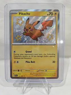 Pikachu 131/091 SV: Paldean Fates Shiny Rare Holo Basic 70 HP Pokemon TCG - Image 1