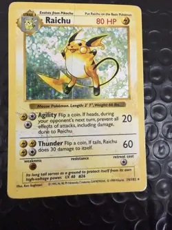 Pokemon TCG Raichu 14/102 Base Set Shadowless Holo Rare DMG - Image 1