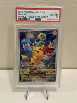 Pikachu 001/SV-P Promo Scarlet & Violet Pre-Order PSA 10 POKEMON JAPANESE 2022 - Image 1
