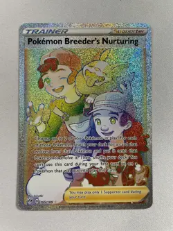 Pokemon Breeder's Nurturing Darkness Ablaze 195/189 Secret Rare Full Art Rainbow - Image 1
