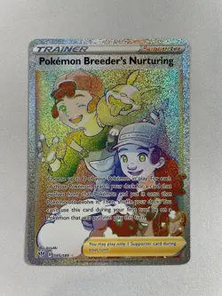 Pokemon Breeder's Nurturing Darkness Ablaze 195/189 Secret Rare Full Art Rainbow - Image 4