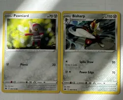 Pokemon TCG Crown Zenith: Pawniard (092/159) + Bisharp (093/159) - Near Mint - Image 1