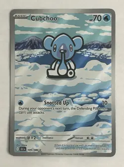 Pokemon Cubchoo 109/086 Sv: Black Bolt Holo Illustration Rare Basic HP70 English - Image 1
