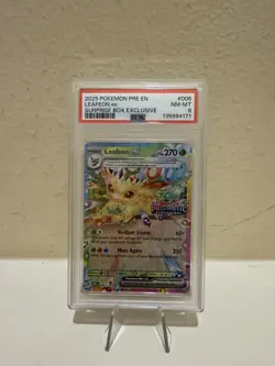Pokemon TCG Prismatic Evolutions Stamped Leafeon EX #6 Surprise Box PSA 8 - Image 1