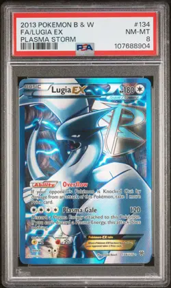 2013 POKEMON B&W PLASMA STORM #134 FULL ART/LUGIA EX PSA 8 - Image 1