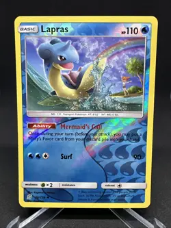 Pokemon TCG Lapras 36/236 Sun & Moon Unified Minds Reverse Holo Misty Trainer - Image 2