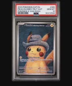 PIKACHU/GREY FELT HAT X VAN GOGH POKEMON SVP EN-SV BLCK STR PRM 2023 085 PSA 10 - Image 1