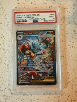 Pokemon Mega Lucario EX 179/132 Me01 Holo Special Illustration Rare PSA 9 - Image 1